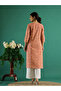 Peach Bandhani Print V Neck Kurta - 3