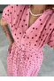 Premium Polka Dot Patterned Maxi Shirt Dress - 3