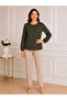 Women's Middle Age and Above Polka Dot Patterned Elastic Sleeves Combed Cotton Mother Blouse 1603 - 3