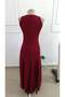 Women's Strappy Crew Neck Asymmetrical Hem Tulle Detailed Long Imported Crepe Dress - 6