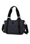 Daily Medium Size Waterproof Crinkle Fabric Women's Shoulder Bag Polka Dot Black - 2