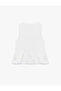 Cotton Sleeveless Round Neck Peplum Cut Bow Poplin Blouse - 5
