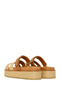 Women's Beige Strappy Thick Soled Slippers 26Sfe463114 - 6