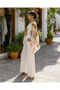 Cream Color Italian Silk Patterned Blouse - 6
