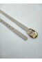 Women's Black Thin Belt with Gold Oval Buckle, Stylish Daily and Classic Combination Belt 2 cm - 4
