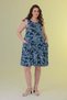 Women's Blue Floral Pattern Standard Size Sleeveless Dress with Matching Pockets, Sizes 42-54 - 3
