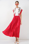 Women's Pleated Long Skirt 1469 - Red - 3