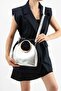 Women's Gold Accessory Detail Long Strap Hand and Shoulder Bag Silver - 2