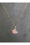 Women's Pink Swan Pink Swan with Stone Gold Color 316L Stainless Steel Necklace Elegant Stylish Necklace - 5