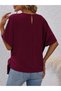 Women's Short Sleeve Crew Neck Side Tie Aerobin Blouse - 3