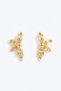Gold Flower Leaf Form Minimalist Women's Alloy Metal Earrings - 2