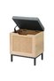 Rattan Shoe Bench with Storage – Padded Seat – Hinged Lid – Organizer Chest for Shoes and Toys – Perfect for Small Spaces – Black + Oak - 6
