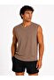Men's contrast trim sleeveless tank top crew neck summer basic tank top - brown - 3