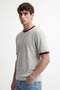 Gray Contrast Collar Men's T-Shirt - 2