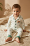 Milo Bear Baby and Kids Ribbed Pajama Set - Green Ribbed Teddy Bear Printed Cotton Camisole Set - 6