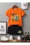 Summer Children's T-Shirt Shorts Unisex (Tractor Shovel Print)