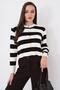 Women's Striped Patterned Button Closure Knitwear Short Cardigan 260516 - 265278 - 2