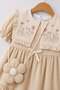 Girl's Scalloped Collar Vintage Dress with Floral Bag-Like Appearance and Accessories, Embroidered Summer Dress for Ages 2-5. - 4