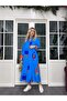 Women's Blue Plus Size Fish Pattern Single Size Viscose Fabric Shirt Dress Hzl26S-Vl12551 - 2