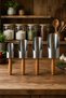 4-Piece Food Shovel - Stainless Steel Kitchen Shovel with Wooden Handle - Extra Quality - Decorative Large Bowl-Shaped - 3