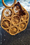 Orange Sliced Ring Spider Web Natural Weave Round Motif Straw Weave Knitted Beach Summer Exotic Imported Lined Vacation Bag