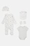 Toddlers Boy 5 Pcs Allover Print Bodysuit And Bib Set, Multicolor - 3