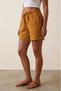 Yellow Women's 100% Cotton Muslin Fabric Shorts with Elastic Waist, Double Pockets, Comfortable Cut, Summer Shorts - 2