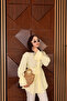 Floral Detailed Piping Belted Shirt - Yellow - 2
