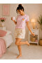 Women's Cherry Patterned Shorts Pajama Set Short Sleeve Comfortable Home Wear