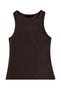 Premium - Tide Collection |   Brown Crew Neck Wrinkled Textured Sleeveless Women's Crop Blouse - 2