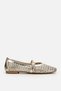 Women's Gold Perforated Knitted Bowknot Ballerina Flats