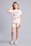 100% Cotton Regular Fit Printed 2-Piece Pink Pajama Set for Girls I1573A826Sm