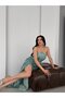 Mint Strapless Waist Detailed Sequined Evening Dress - 5