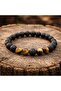 Cat's Eye and Volcanic Natural Stone Men's Bracelet