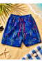 Boy's Navy Blue Flamingo Patterned Swim Shorts - 2