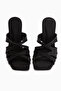 Roshin Black Cross-Strapped Thin Heeled Women's Slippers - 6