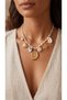 Ecru Rope Detailed Gold Color Steel Necklace with Sea Shell Figure - 2
