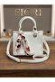 Women's Faux Leather Handbag with Scarf Shoulder Bag - 2