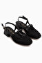 Rossi Black Knitted Detailed Women's Heeled Sandals - 4