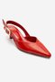 Dioris Red Skin Genuine Leather Women's Low Heel Shoes - 3