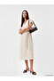 Trendlucky V-Neck Belted A-Line Textured Dress with Difference