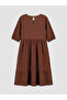 Original Oval Collar Textured Girls' Dress - 3