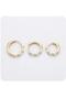 3-Piece Enameled Zircon Stone White Women's Hoop Steel Earrings