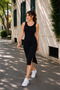 Women's Basic Sleeveless Slit Midi Halter Dress - 3