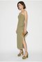 Women's Mint Green Strapless Maxi Dress with Floral Accessories and Slit Detail 2602 60283331 - 4