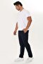 Men's Cotton Zipper Detailed Sweatpants Navy Blue -201164 - 2