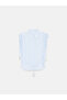 50549 100% Cotton Lace-Up Striped Shirt-Blue - 5