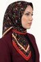 Women's Black Backgrounded Red Floral Stitched Writing