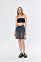 Women's Black Jean Shorts – 100% Cotton Denim with Side Slits Above the Knee - 7