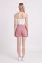 Pink Acid Washed 100% Cotton Elasticated Mini Shorts with Drawstring Detail at the Waist |   Knitted Fabric Relaxed Fit Daily Casual Summer Women's Shorts |   Basic Sports Shorts Skirt-Looking Underwear - 4